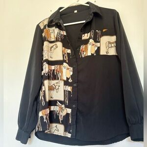 Vintage western horse button down shirt large